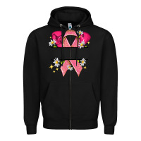Black Personalized Breast Cancer ribbon Zipper Hoodie - NancyCooperArtShop