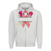 Dove Grey Personalized Breast Cancer ribbon Zipper Hoodie - NancyCooperArtShop