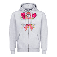 Heather Grey Personalized Breast Cancer ribbon Zipper Hoodie - NancyCooperArtShop
