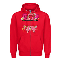 Red Personalized Breast Cancer ribbon Zipper Hoodie - NancyCooperArtShop
