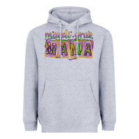 Heather Grey Mardi Gras Mama with Beads Heavyweight Hoodie - HowdyJamesFarm