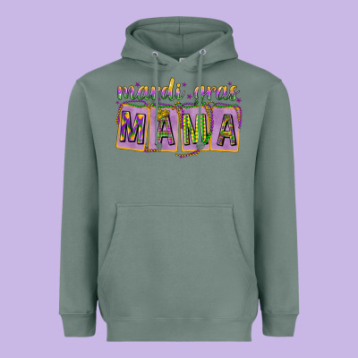 Mardi Gras Mama With Beads Heavyweight Hoodie Designed By Howdyjamesfarm