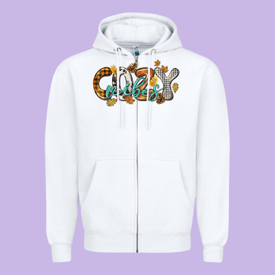 Cozy Vibes Zipper Hoodie Designed By Nancycooperartshop