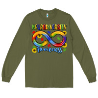 Army Green neurodiversity awareness Long Sleeve Tee - LillyAllenDesigns