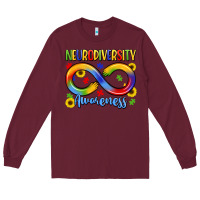 Burgundy neurodiversity awareness Long Sleeve Tee - LillyAllenDesigns