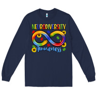 Navy neurodiversity awareness Long Sleeve Tee - LillyAllenDesigns