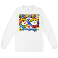 White neurodiversity awareness Long Sleeve Tee - LillyAllenDesigns