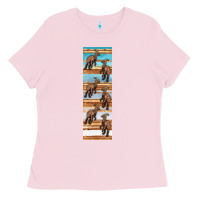 Bubblegum Pink dinosaur parasaurolophus pen wrap Ladies Tee - Artiststas