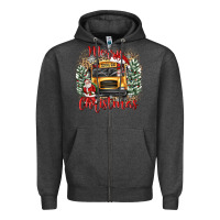 Charcoal Heather merry christmas school bus Zipper Hoodie - texasbilliewilder