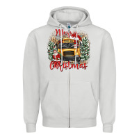 Dove Grey merry christmas school bus Zipper Hoodie - texasbilliewilder