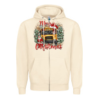 Sandshell merry christmas school bus Zipper Hoodie - texasbilliewilder