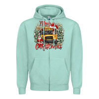 Seafoam merry christmas school bus Zipper Hoodie - texasbilliewilder