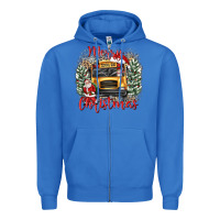 True Royal merry christmas school bus Zipper Hoodie - texasbilliewilder
