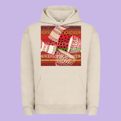 African Drum Colorful Seamless Pattern Urban Hoodie Designed By Bundleandbundleshop