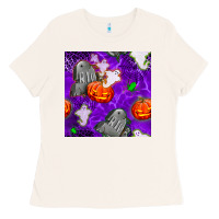 Bone tombstone and ghosts seamless paternal Ladies Tee - BundleAndBundleShop