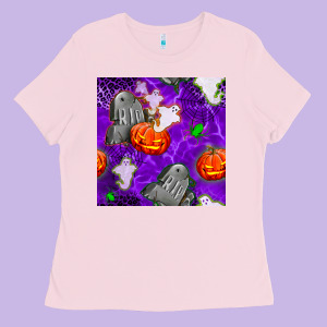 Tombstone And Ghosts Seamless Paternal Ladies Tee Designed By Bundleandbundleshop