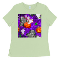 Matcha tombstone and ghosts seamless paternal Ladies Tee - BundleAndBundleShop