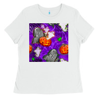 White tombstone and ghosts seamless paternal Ladies Tee - BundleAndBundleShop