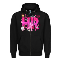 Black breast cancer hr human resources Zipper Hoodie - texasbilliewilder