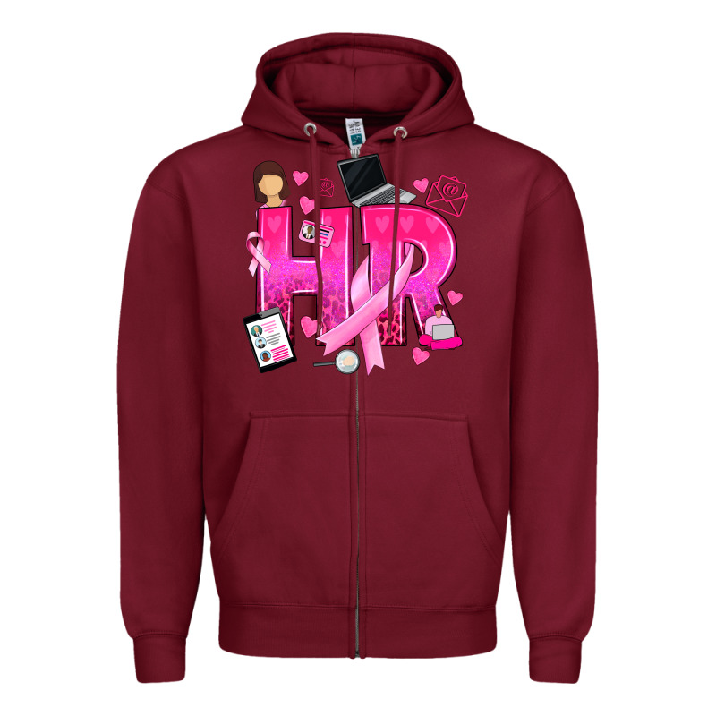 Breast Cancer Hr Human Resources Zipper Hoodie by texasbilliewilder | Teevron