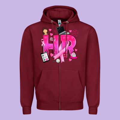 Breast Cancer Hr Human Resources Zipper Hoodie Designed By Texasbilliewilder