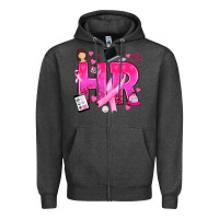 Charcoal Heather breast cancer hr human resources Zipper Hoodie - texasbilliewilder