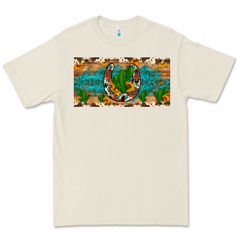 Cactus Sunflower Horseshoe License Plate Premium Tee by Artiststas | Teevron