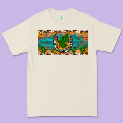 Cactus Sunflower Horseshoe License Plate Premium Tee Designed By Artiststas