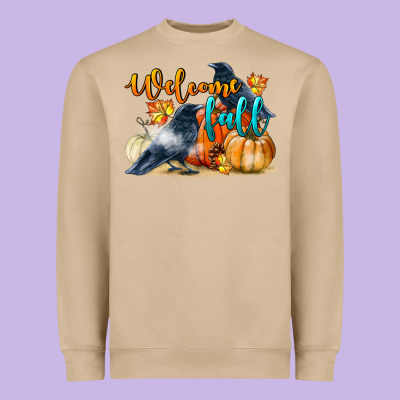 Welcome Fall With Crow Heavyweight Sweatshirt Designed By Lillyallendesigns