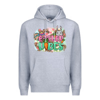 Heather Grey Easter vibes Easter Day Premium Hoodie - HowdyJamesFarm