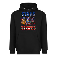 Black Stars and stripes gnomes 4th of july Heavyweight Hoodie - CowGirlArtShop