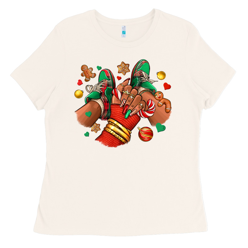 Christmas Black Girl Sneakers Ladies Tee by RanaPortraitStore | Teevron