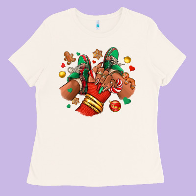 Christmas Black Girl Sneakers Ladies Tee Designed By Ranaportraitstore