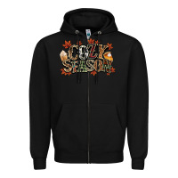Black Cozy season Fall Zipper Hoodie - NancyCooperArtShop