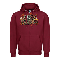 Burgundy Cozy season Fall Zipper Hoodie - NancyCooperArtShop