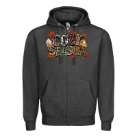 Charcoal Heather Cozy season Fall Zipper Hoodie - NancyCooperArtShop