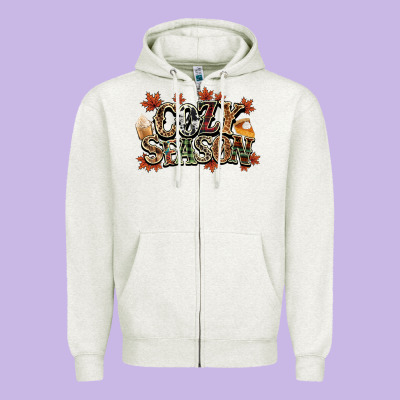 Cozy Season Fall Zipper Hoodie Designed By Nancycooperartshop