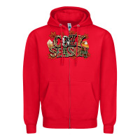 Red Cozy season Fall Zipper Hoodie - NancyCooperArtShop