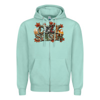 Seafoam Cozy season Fall Zipper Hoodie - NancyCooperArtShop