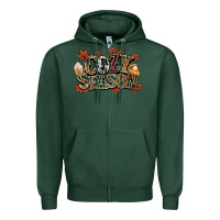 Sports Green Cozy season Fall Zipper Hoodie - NancyCooperArtShop