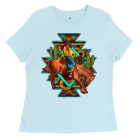 Baby Blue aztec rodeo cowboy Ladies Tee - JahusDesignShop