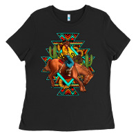 Black aztec rodeo cowboy Ladies Tee - JahusDesignShop