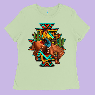 Aztec Rodeo Cowboy Ladies Tee Designed By Jahusdesignshop