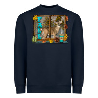 Navy White Tailed Buck Fall Heavyweight Sweatshirt - LillyAllenDesigns
