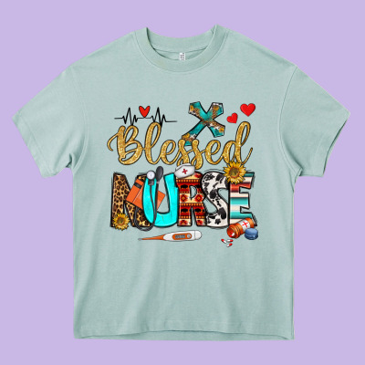 Blessed Nurse Heavy Core Tee Designed By Bundleandbundleshop