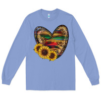 Colony Blue Sunflower Fall Heart Long Sleeve Tee - RanaPortraitStore