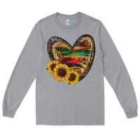 Heather Grey Sunflower Fall Heart Long Sleeve Tee - RanaPortraitStore