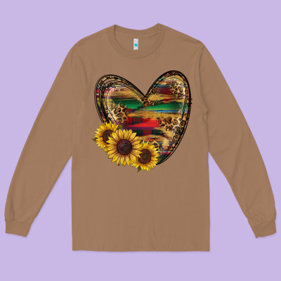 Sunflower Fall Heart Long Sleeve Tee Designed By Ranaportraitstore