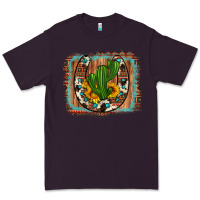 Plum cactus sunflower cowhide horseshoe  background Premium Tee - Artiststas