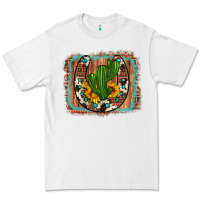 White cactus sunflower cowhide horseshoe  background Premium Tee - Artiststas